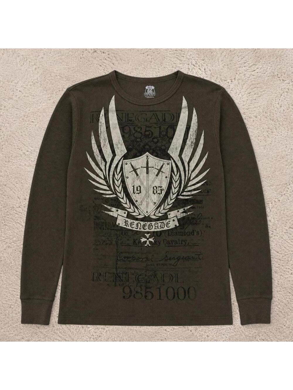 Crazy fire vintage Route 66 Y2K grunge long sleeve thermal